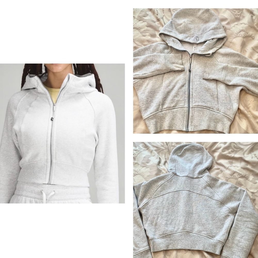 Lululemon Scuba Full-Zip Cropped Hoodie  Light Grey - Like New!